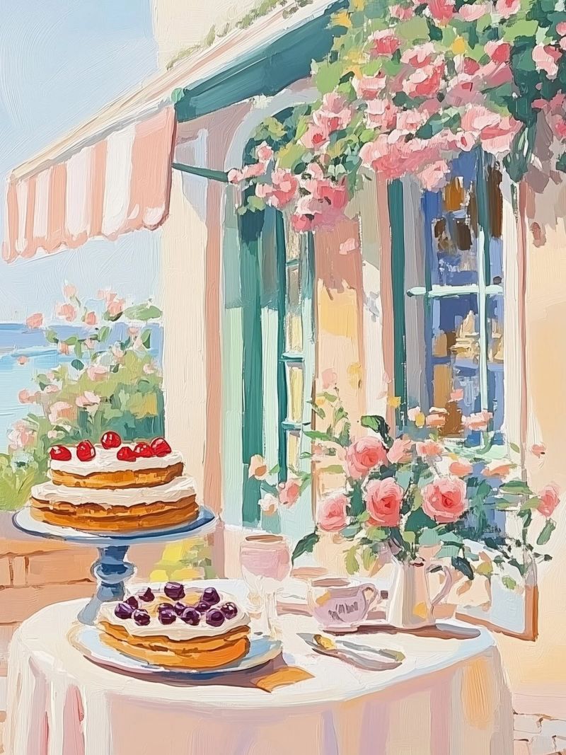 French Cafe Dessert Table poster by Melloi Art Print