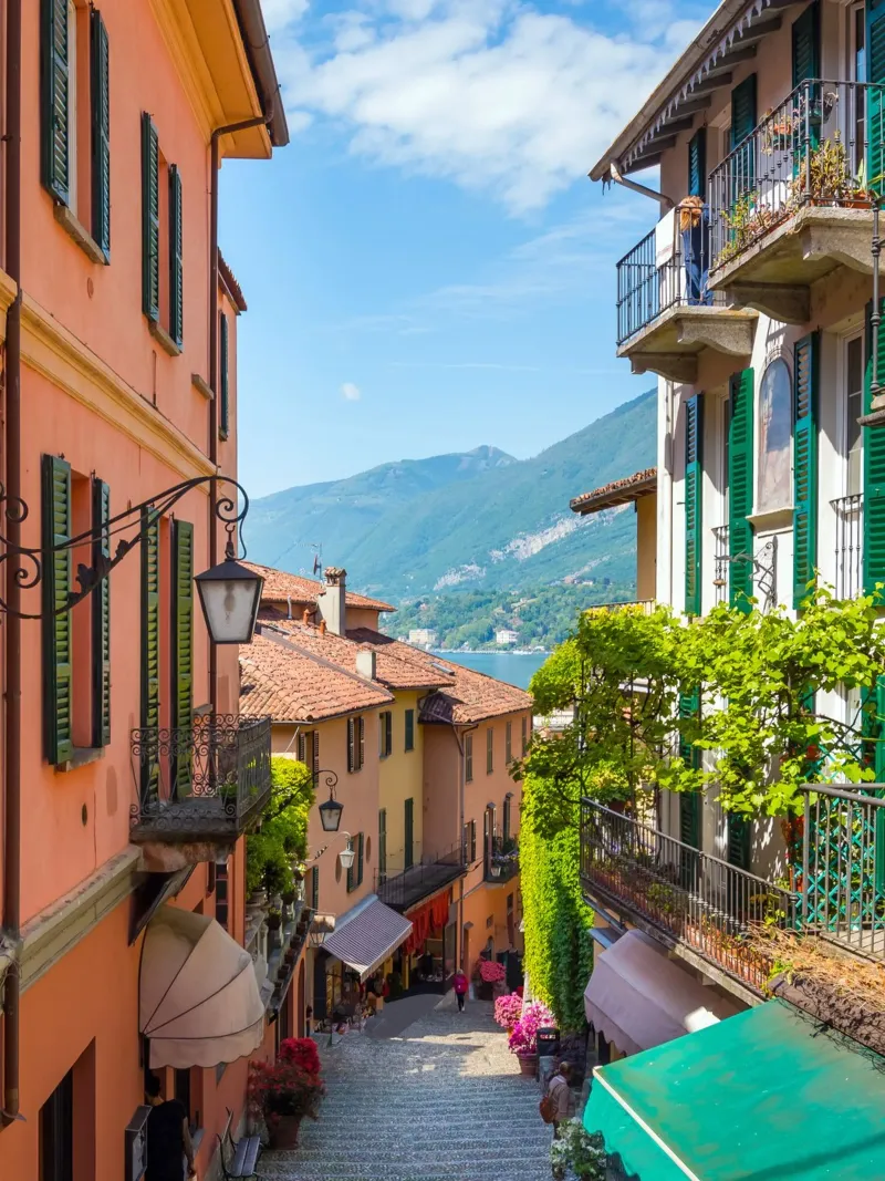 Lake Como Town in Italy, Italian Art, Travel Poster forex plate by TheTravelClub