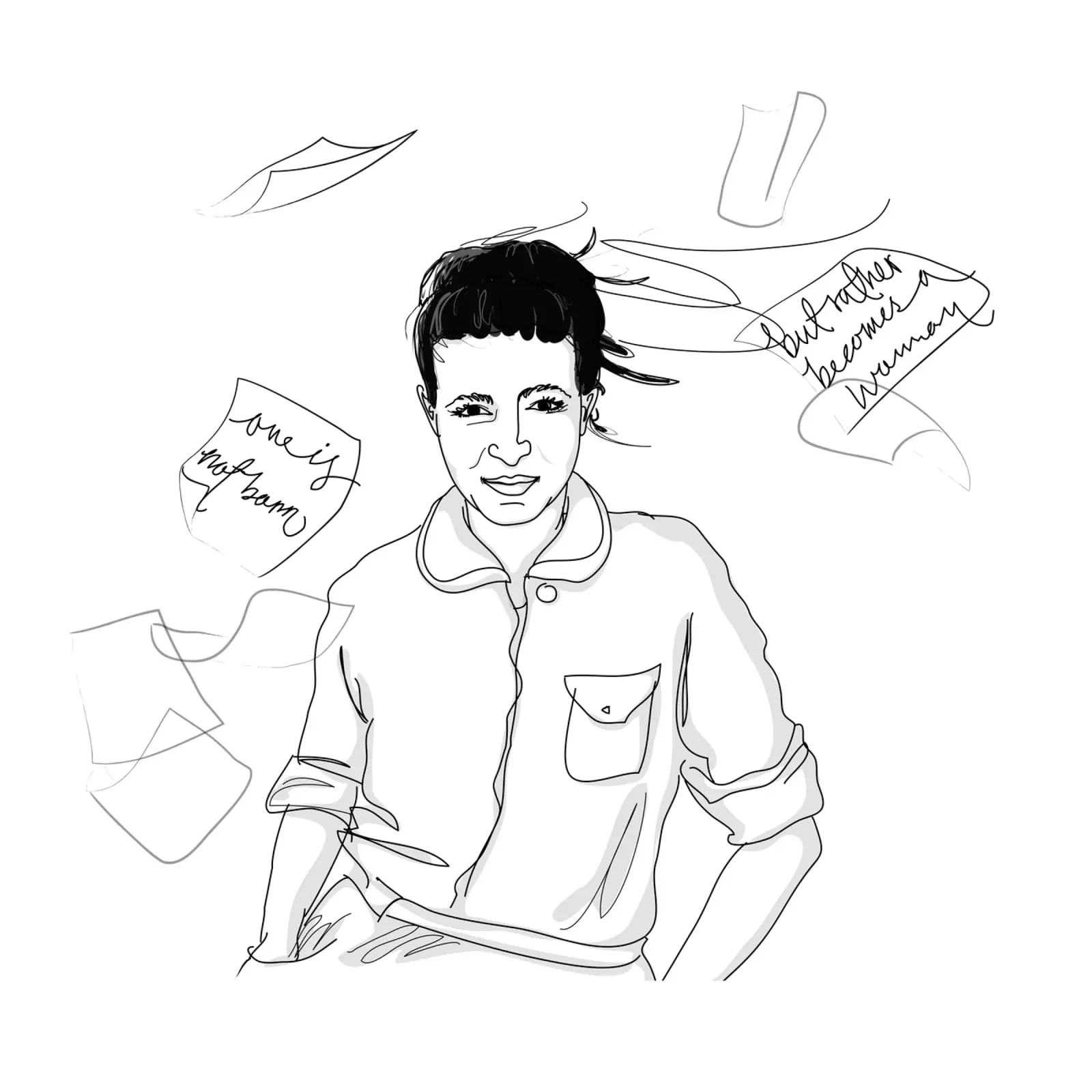Simone De Beauvoir Sketch pellicola backlit da Christina Heitmann