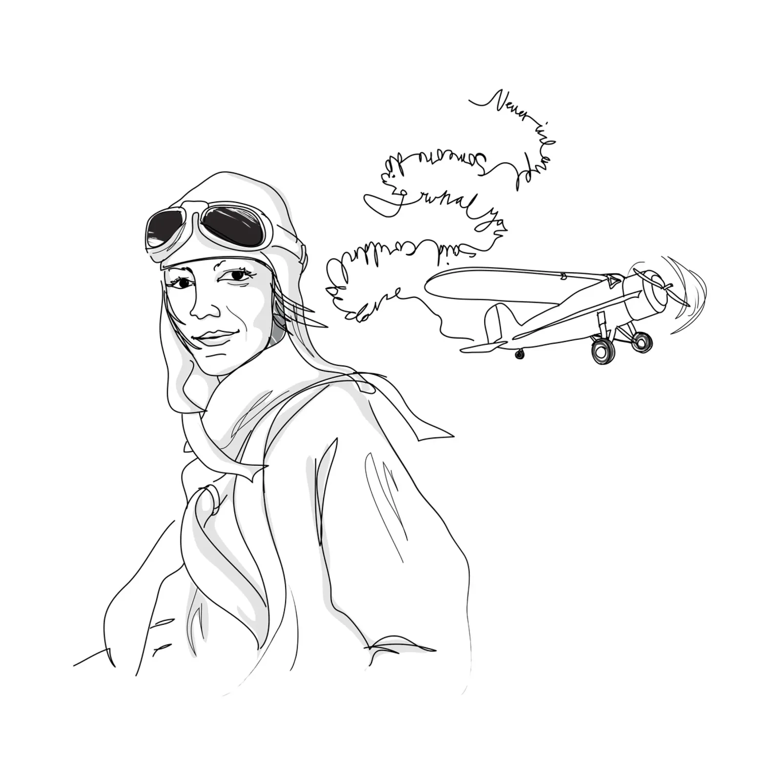 Amelia Earhart Sketch pellicola backlit da Christina Heitmann