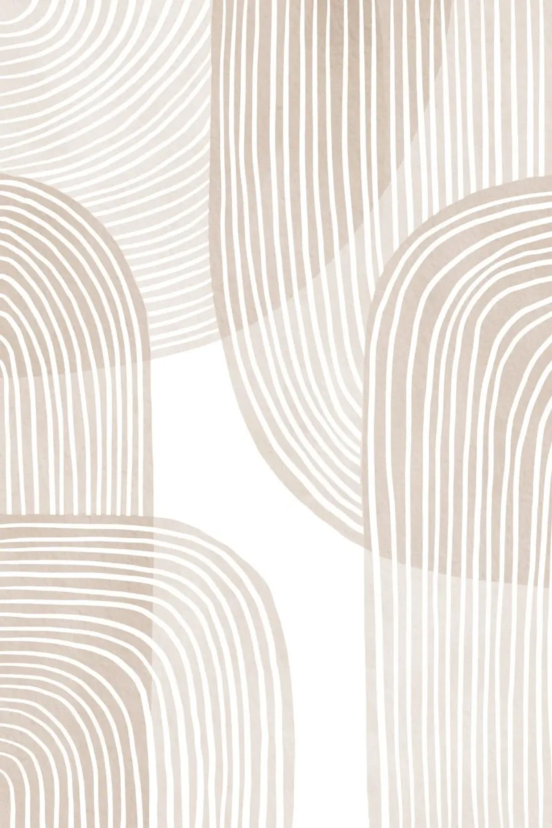 Abstract Beige Line Art Pattern canvas by Melloi Art Print
