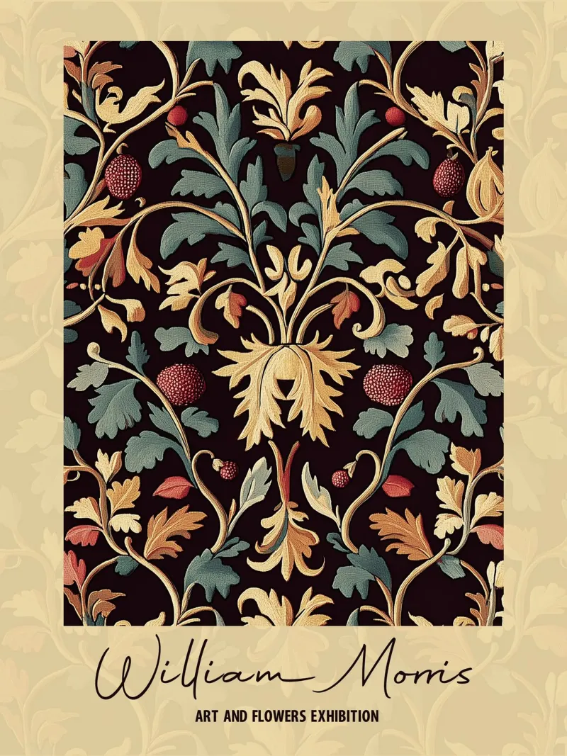 William Morris Floral Design poster with aluminum frame by Carinaprint