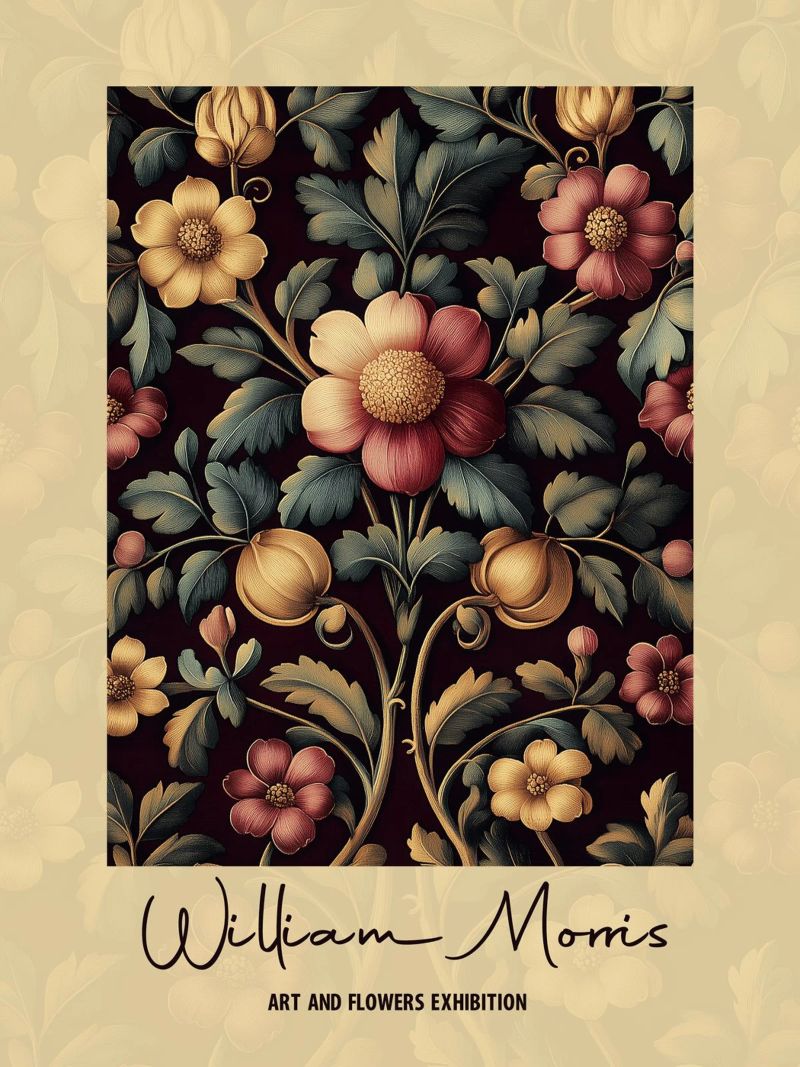 Design botanico William Morris pellicola backlit da Carinaprint