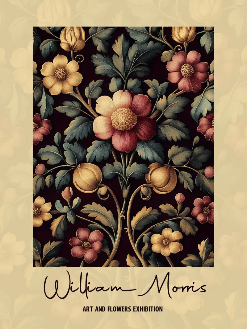 Design botanico William Morris pellicola backlit da Carinaprint