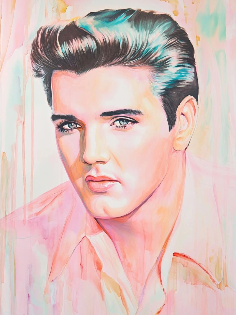 Portrait Elvis Presley pastel painting poster by Carinaprint