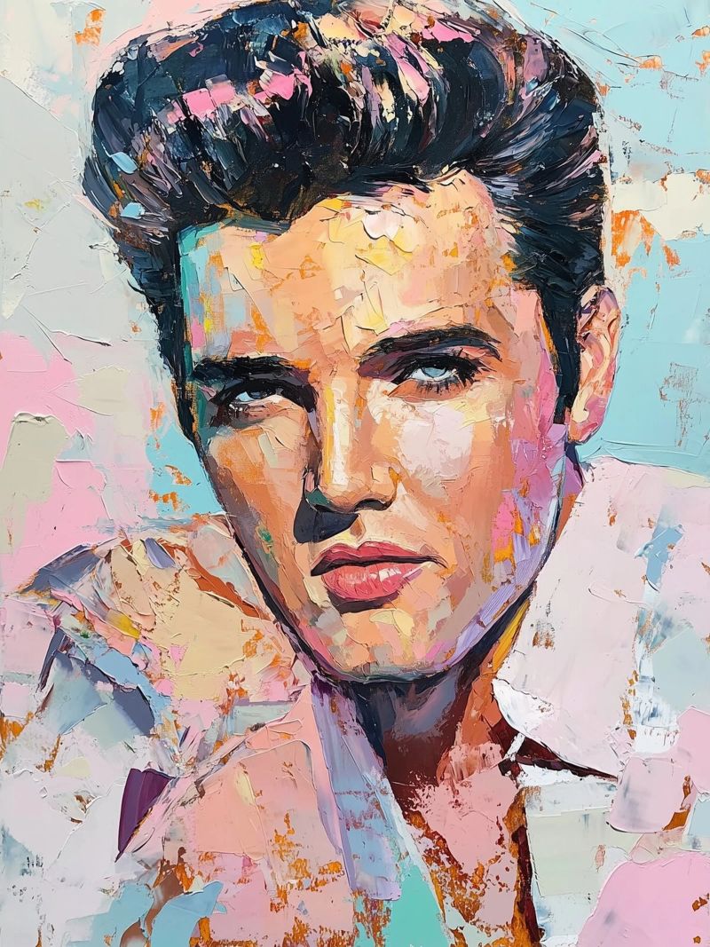 Portrait d'Elvis Presley Peinture au pastel poster de Carinaprint