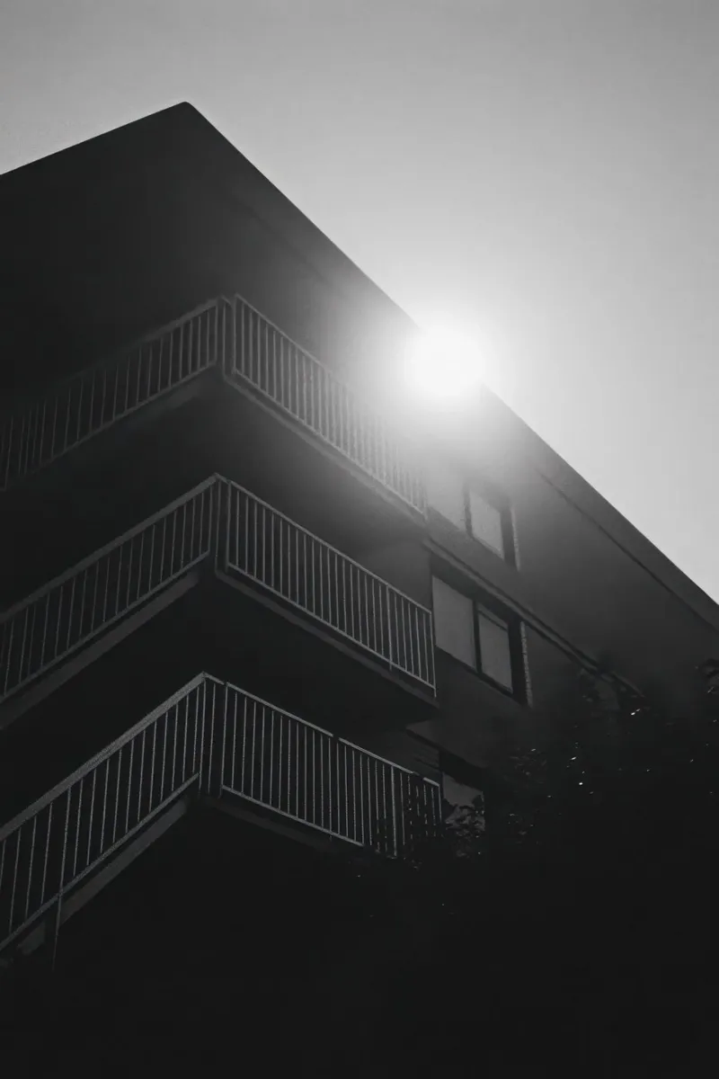 Balconies in the Shade canvas with Floater frame by Black & White