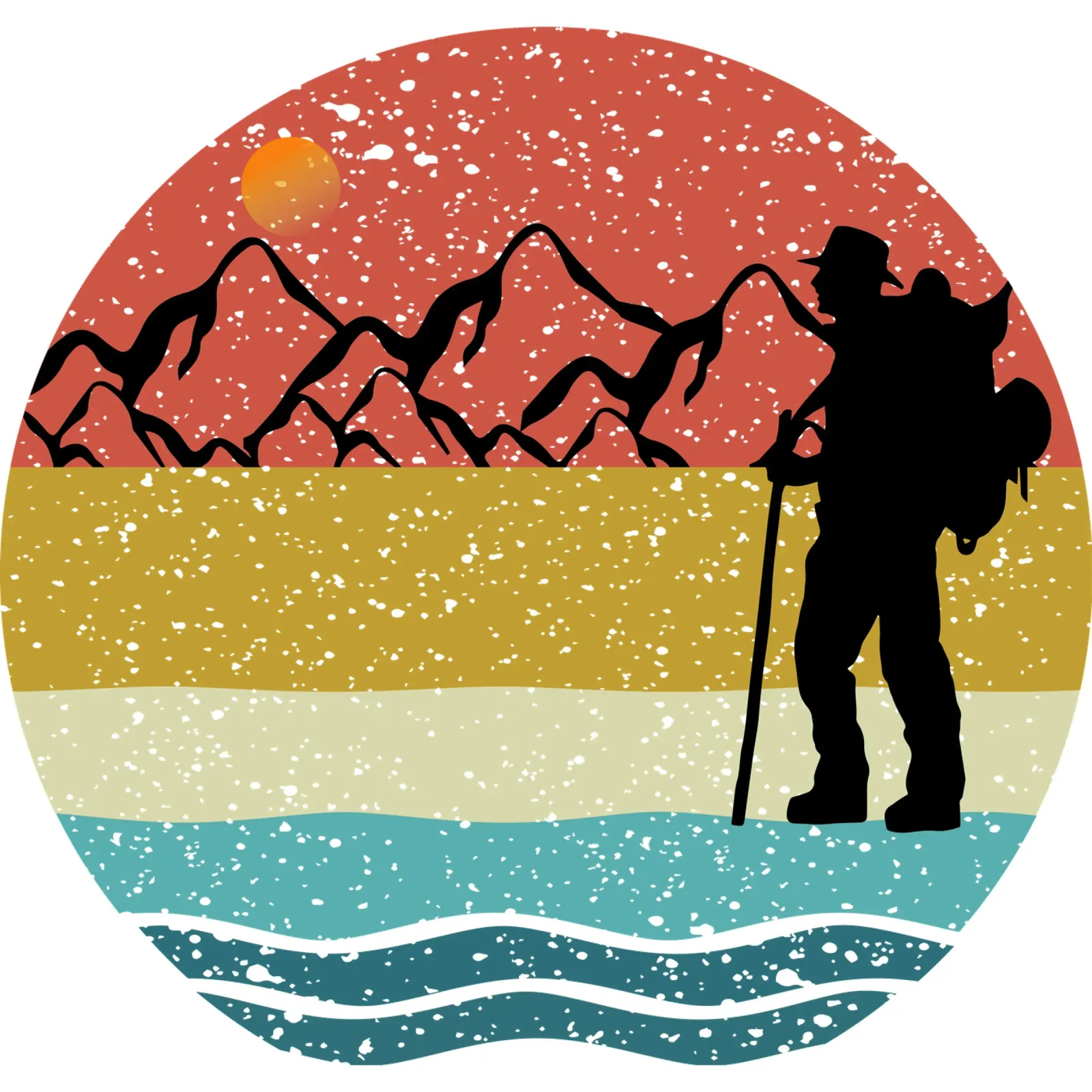 hiking Shilouette retro design pellicola backlit da rivariahill