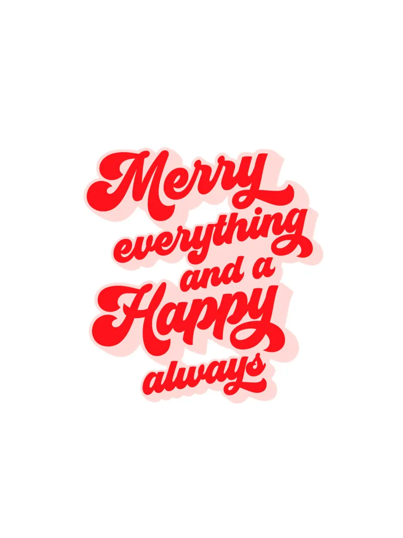 Retro Holiday Greetings 'MERRY EVERYTHING' Red on White pellicola backlit da Dominique Vari Words