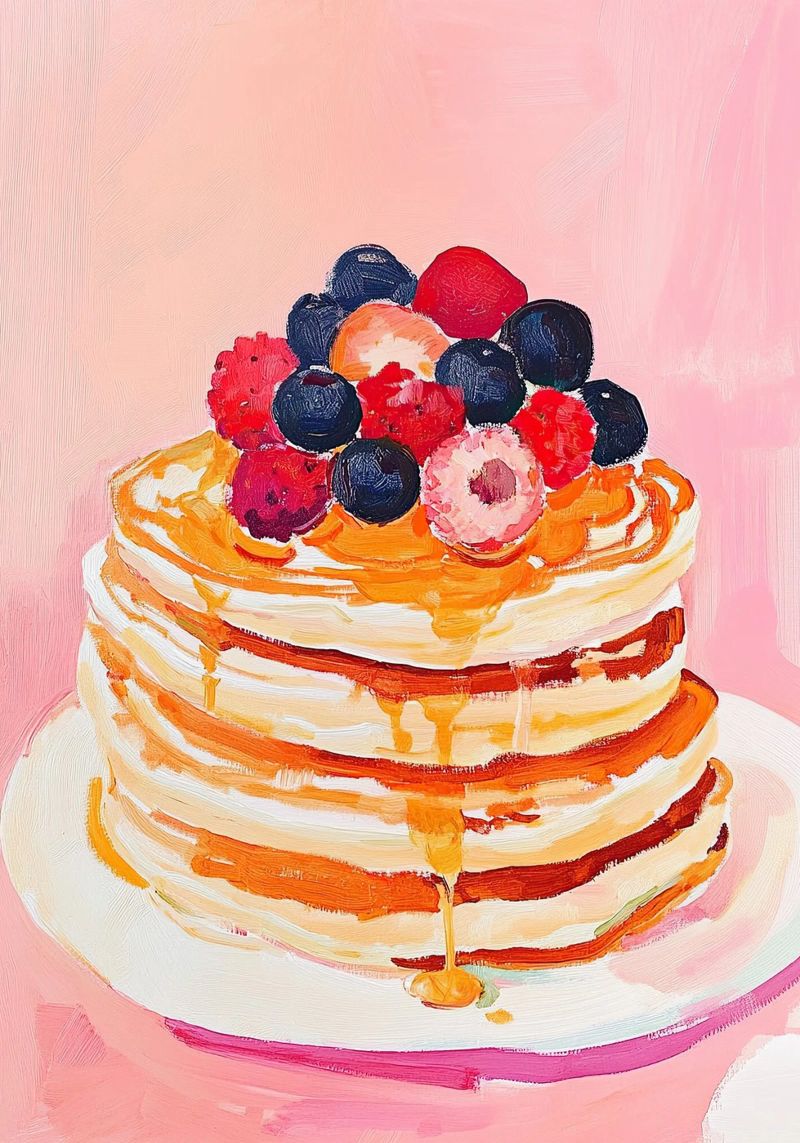 Pancakes Berries Foodie Kitchen Preppy Pink poster by Euphoria Theresa
