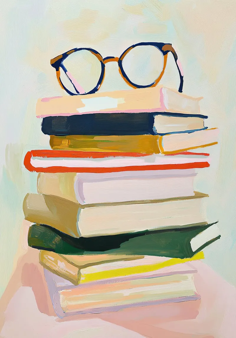 Libros Leer Estudiar Aprender Gafas Literatura poster con marco de plástico de Euphoria Theresa