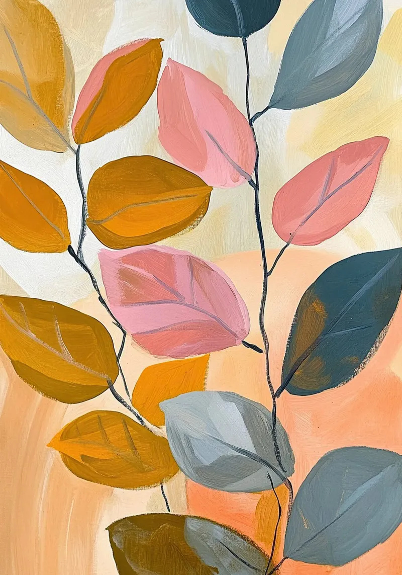 Foglie Natura Fogliame Marrone toni Botanica poster con telaio in plastica da Euphoria Theresa