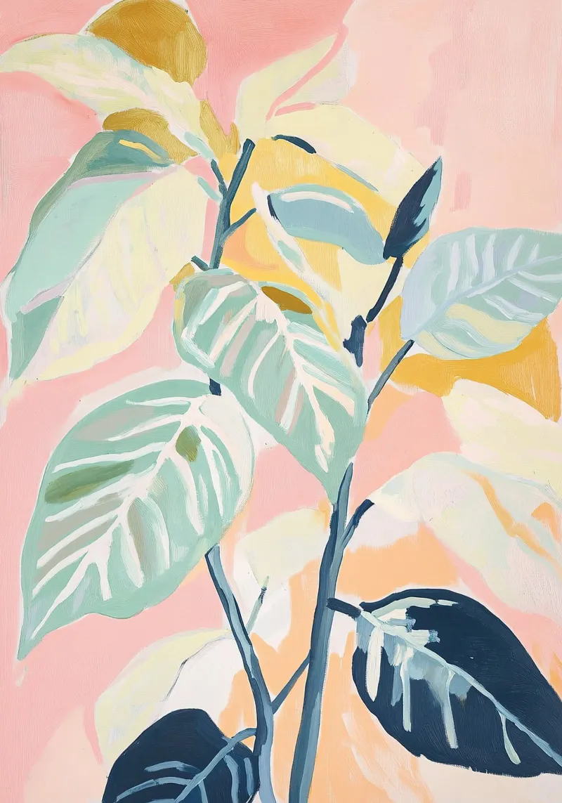 Foglie Piante Fogliame botanico Colori pastello plexiglass da Euphoria Theresa