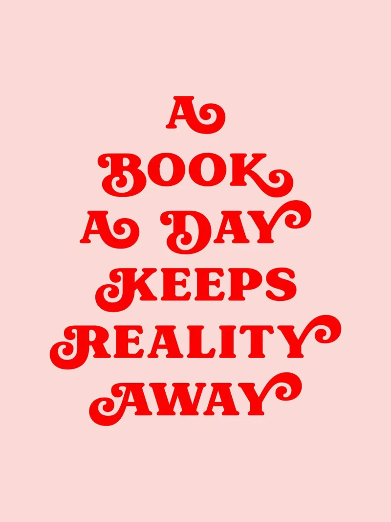A book a day keeps reality away quote canvas by Paigaam Studio