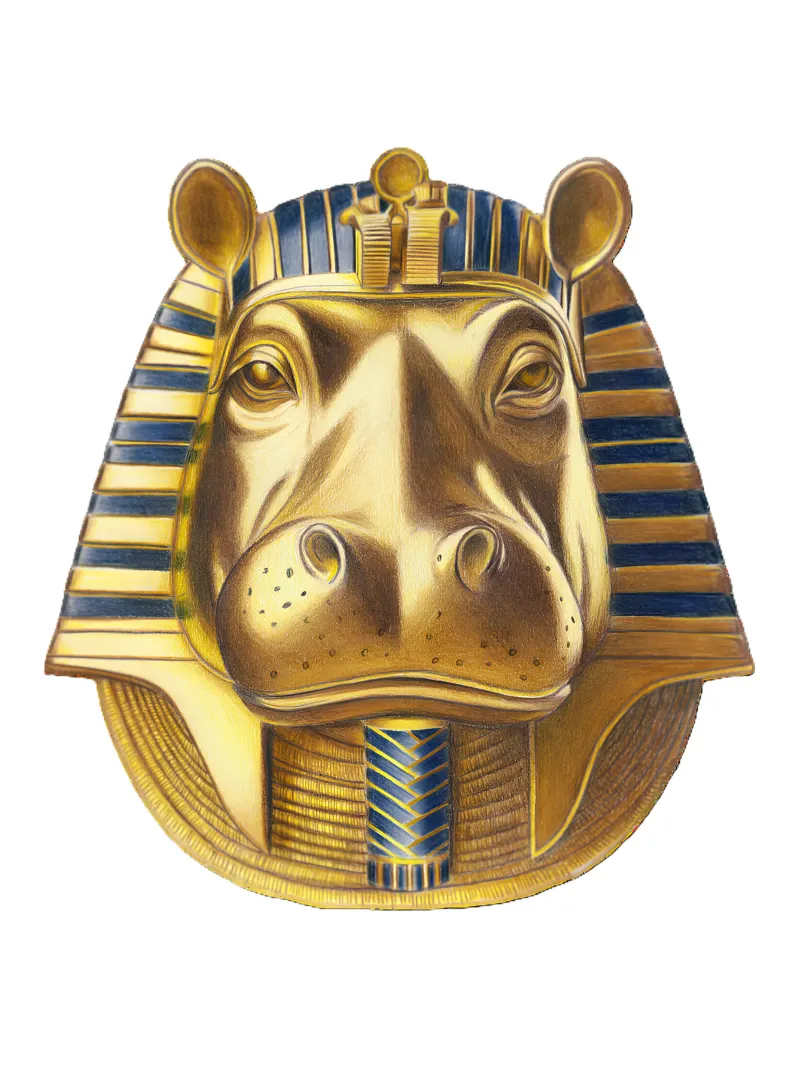 Tutankhamun Hippo plexiglass da Graphit und Farbe
