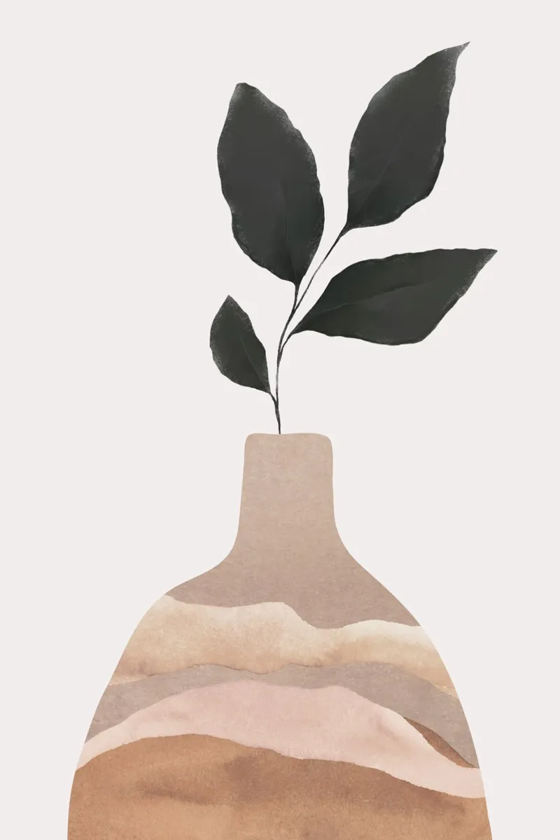 Jarrón minimalista con hojas metacrilato de Melloi Art Print