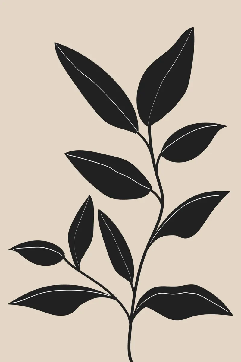 Feuilles noires minimalistes hahnemühle de Melloi Art Print