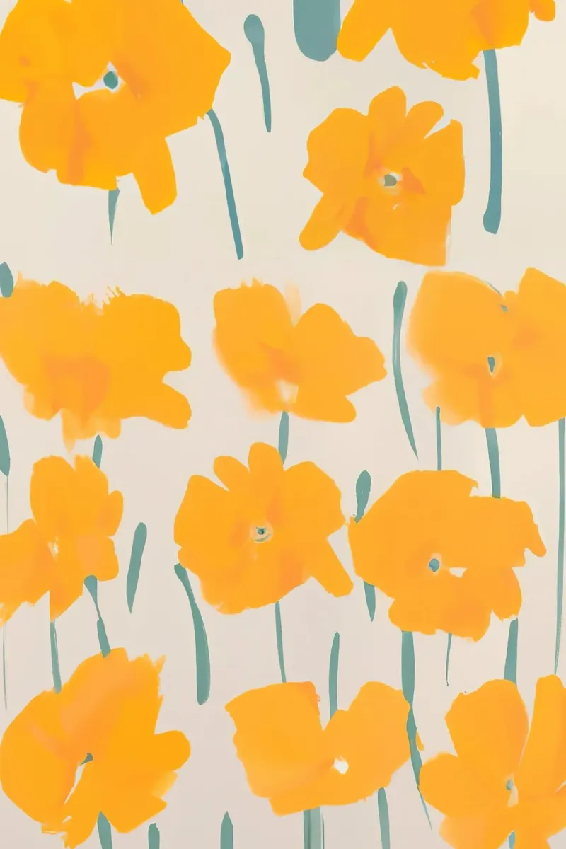 Yellow Floral Pattern canvas by Melloi Art Print