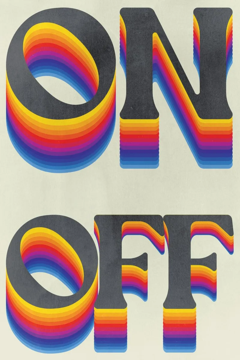 Arco iris ON OFF Retro Art Print, Arco iris metacrilato de Studio Mooodz