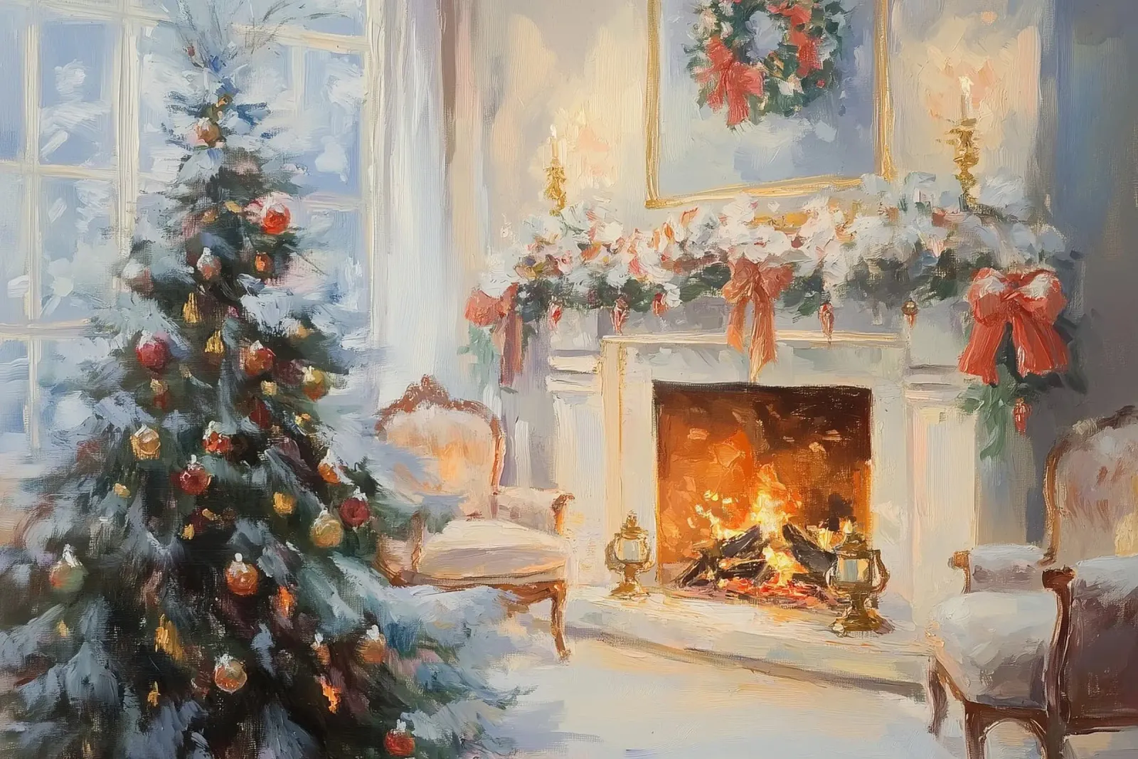 Gezellige Feestelijke Woonkamer canvas van Melloi Art Print
