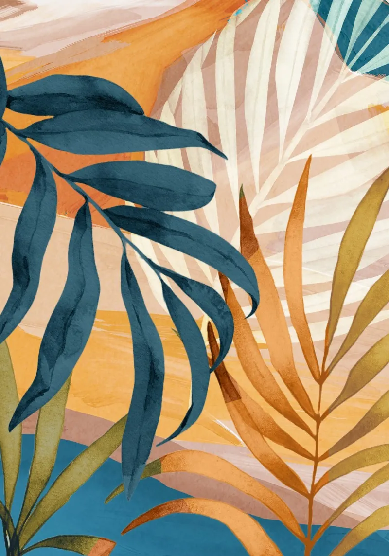 Modern Abstract Art Tropical Leaves 4 hahnemühle by ThingDesign