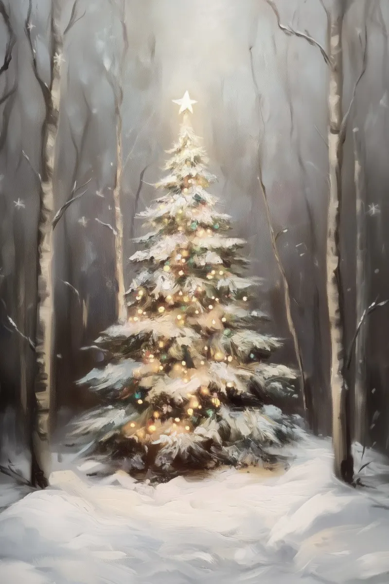 Incantevole albero di Natale pellicola backlit da Melloi Art Print