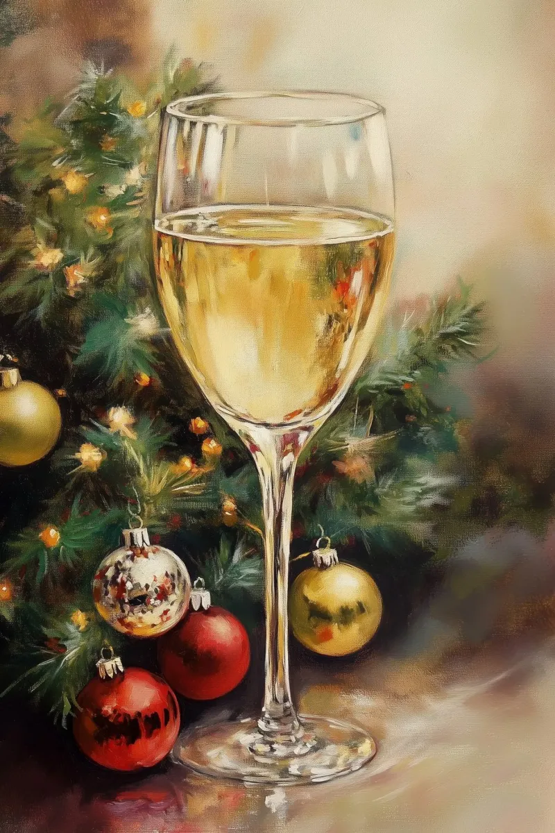 Feestelijke viering van kerstwijn canvas met Baklijst van Melloi Art Print