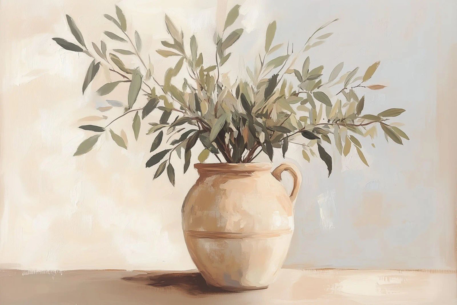 Keramische Vase mit Grünzeug Poster von Melloi Art Print