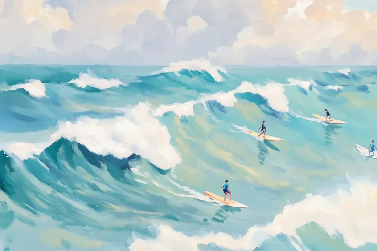 Dynamisches Surferlebnis Leinwand mit Schattenfugenrahmen von Melloi Art Print