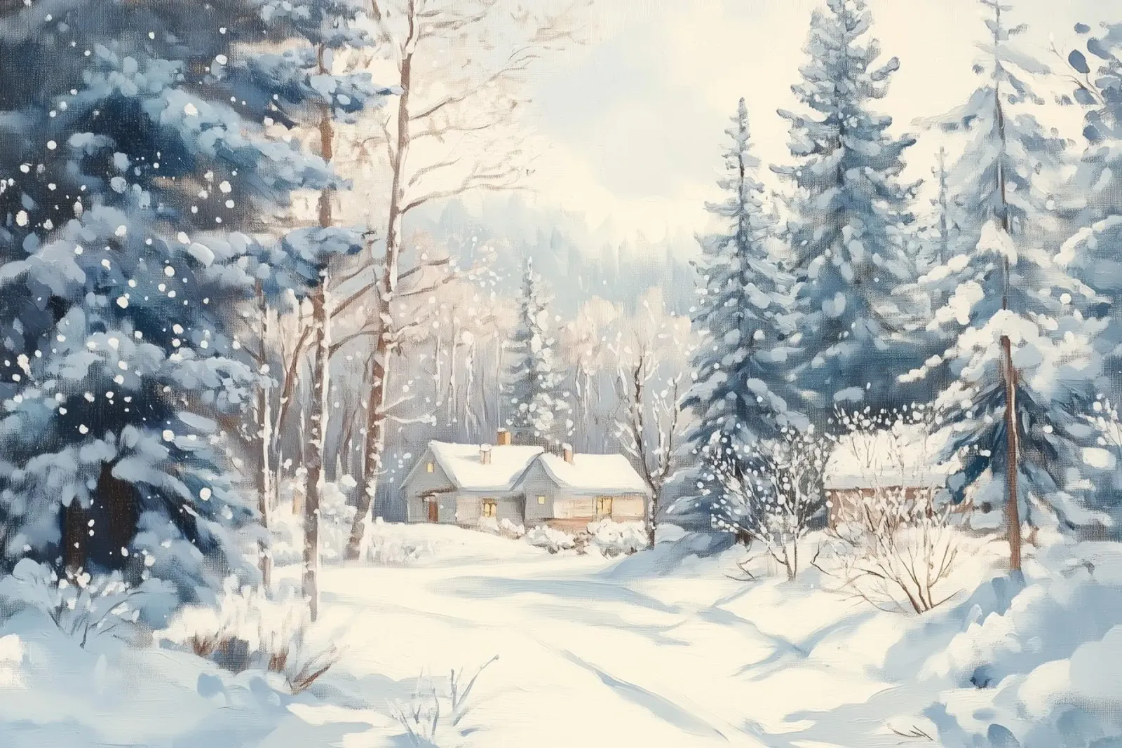 Cabine tranquille nella foresta pellicola backlit da Melloi Art Print