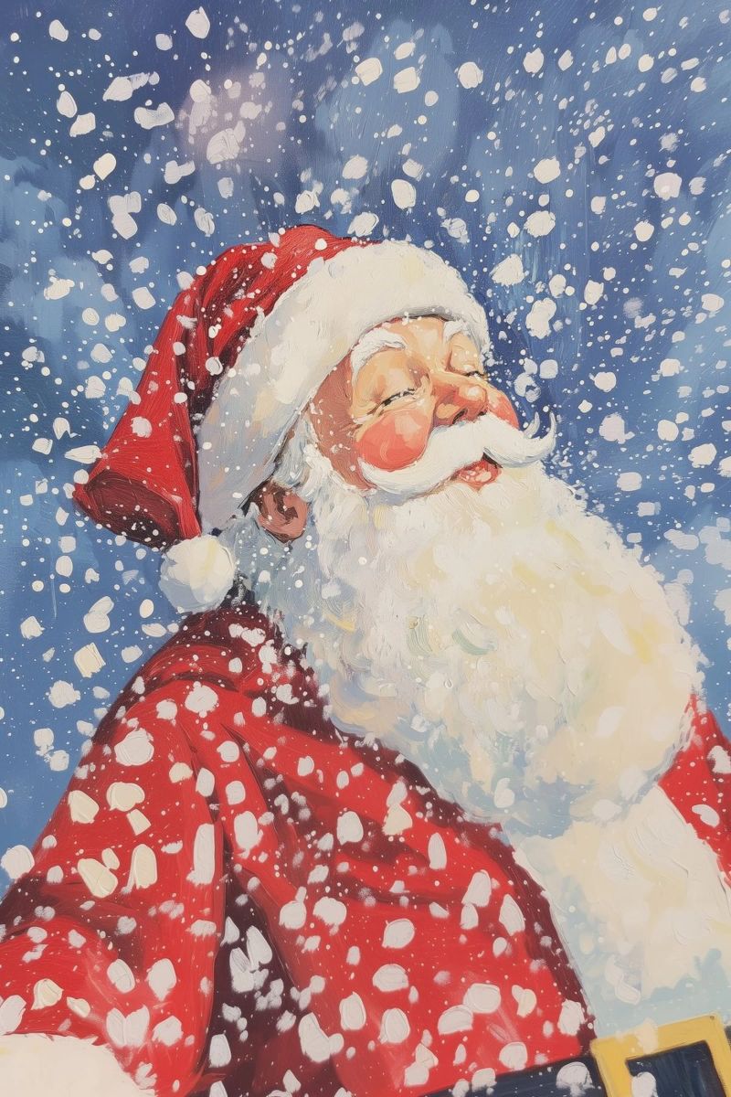 Babbo Natale classico innevato pellicola backlit da Melloi Art Print