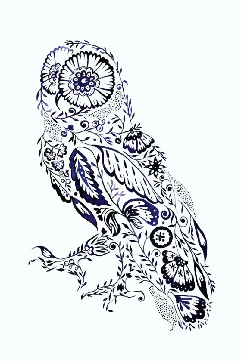 Folk Floral Owl pellicola backlit da Jacqueline Maldonado