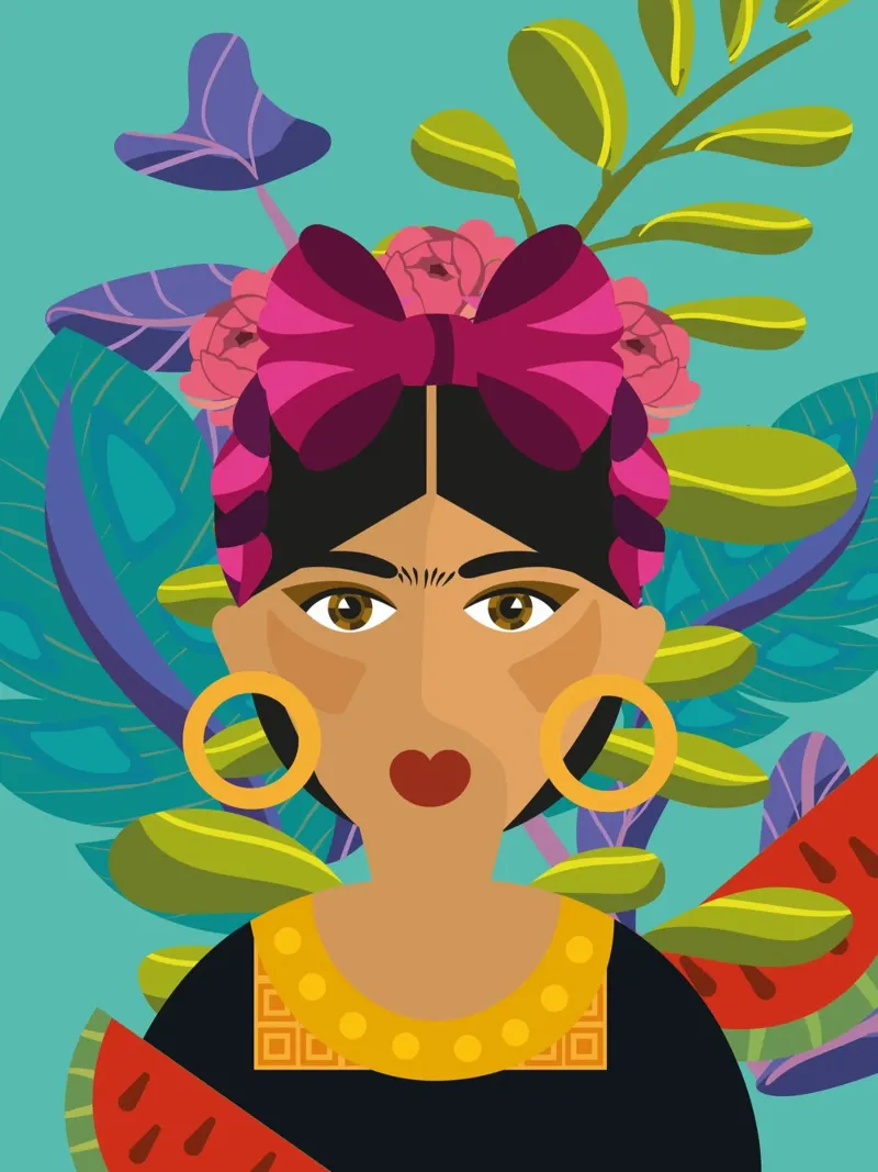 Frida Kahlo | Made in Mexico poster with wooden frame by Ana Paniagua Design