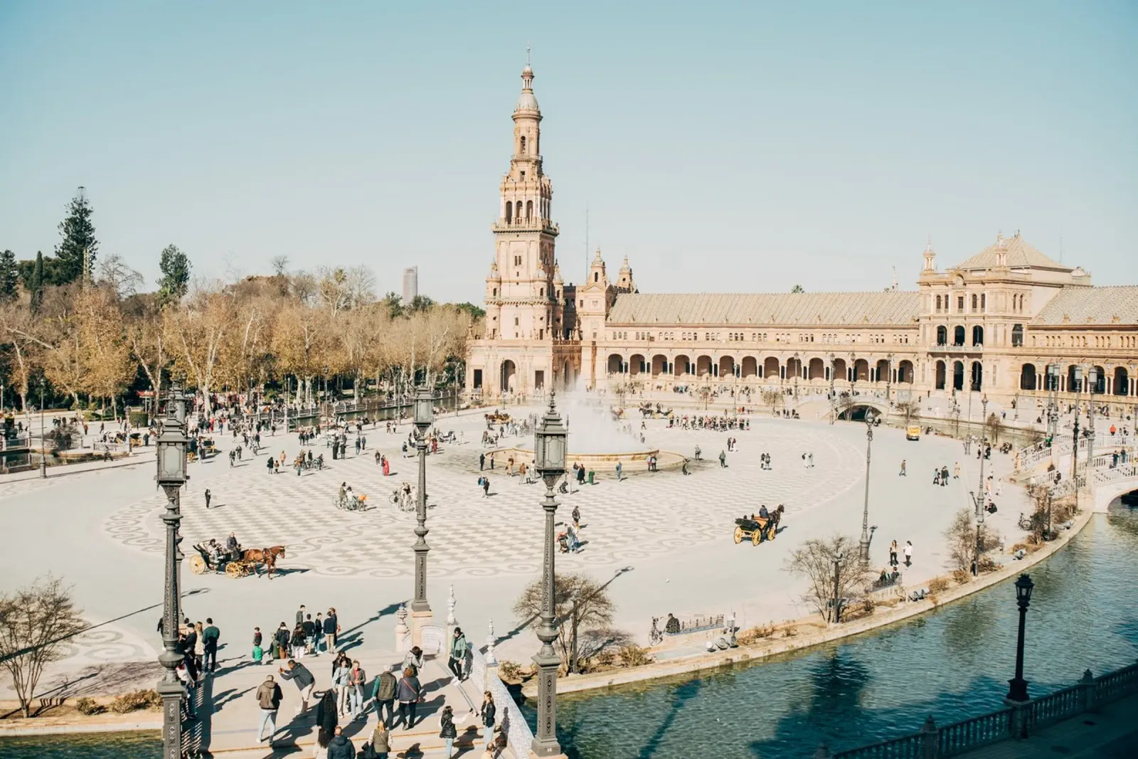 Plaza de Espana in Sevilla poster with plastic frame by patiphotography