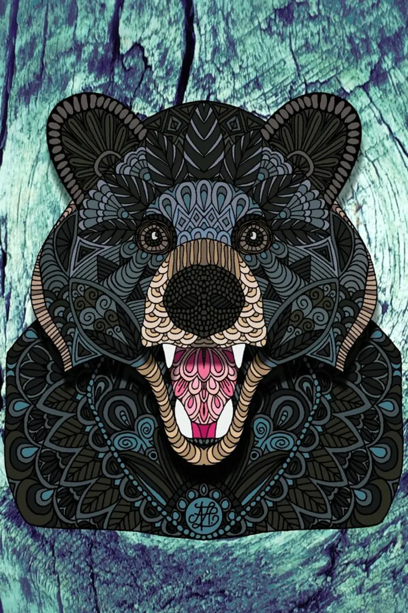 Ornate Black Bear hahnemühle by Angelika Parker