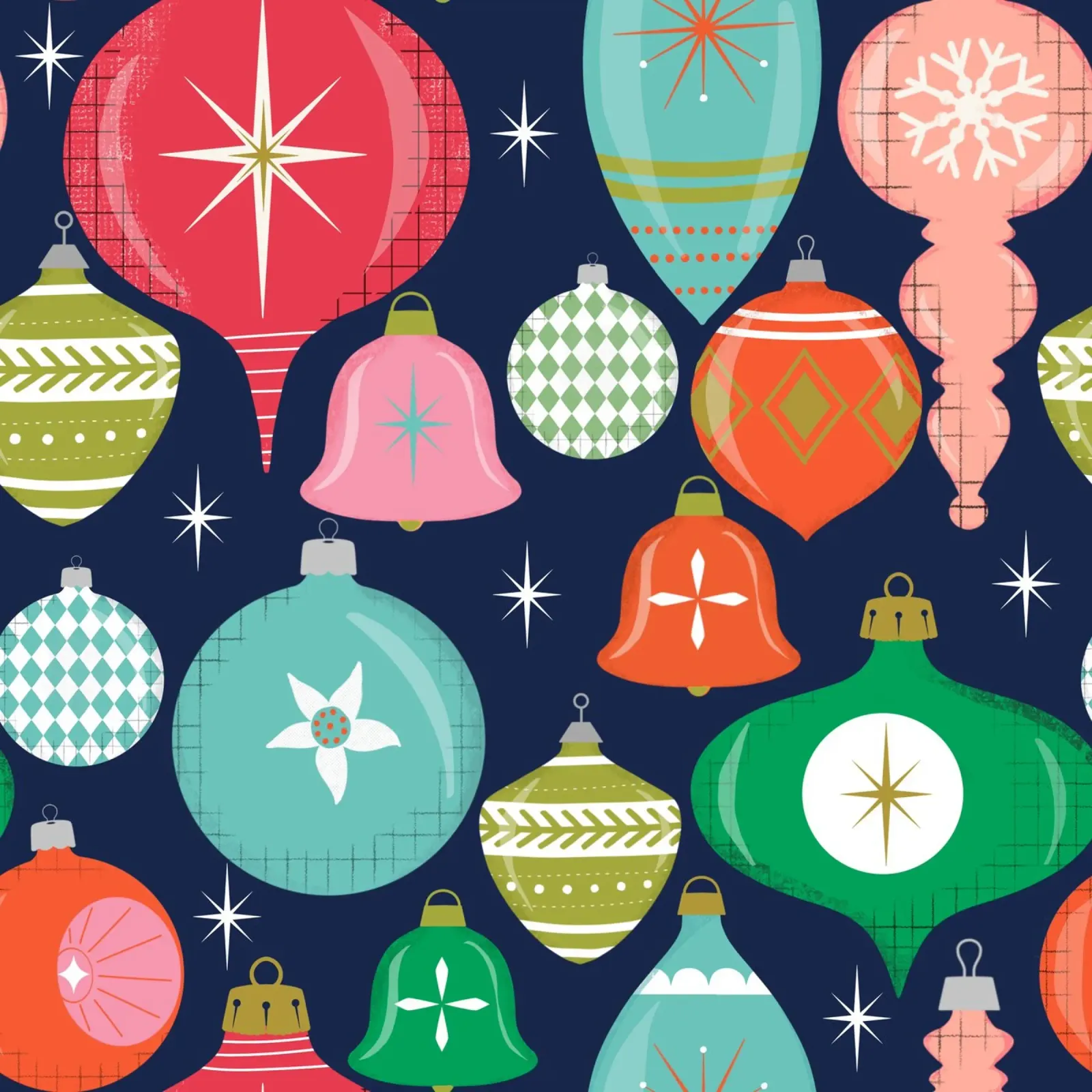 Adornos navideños retro Azul poster de susanacosta