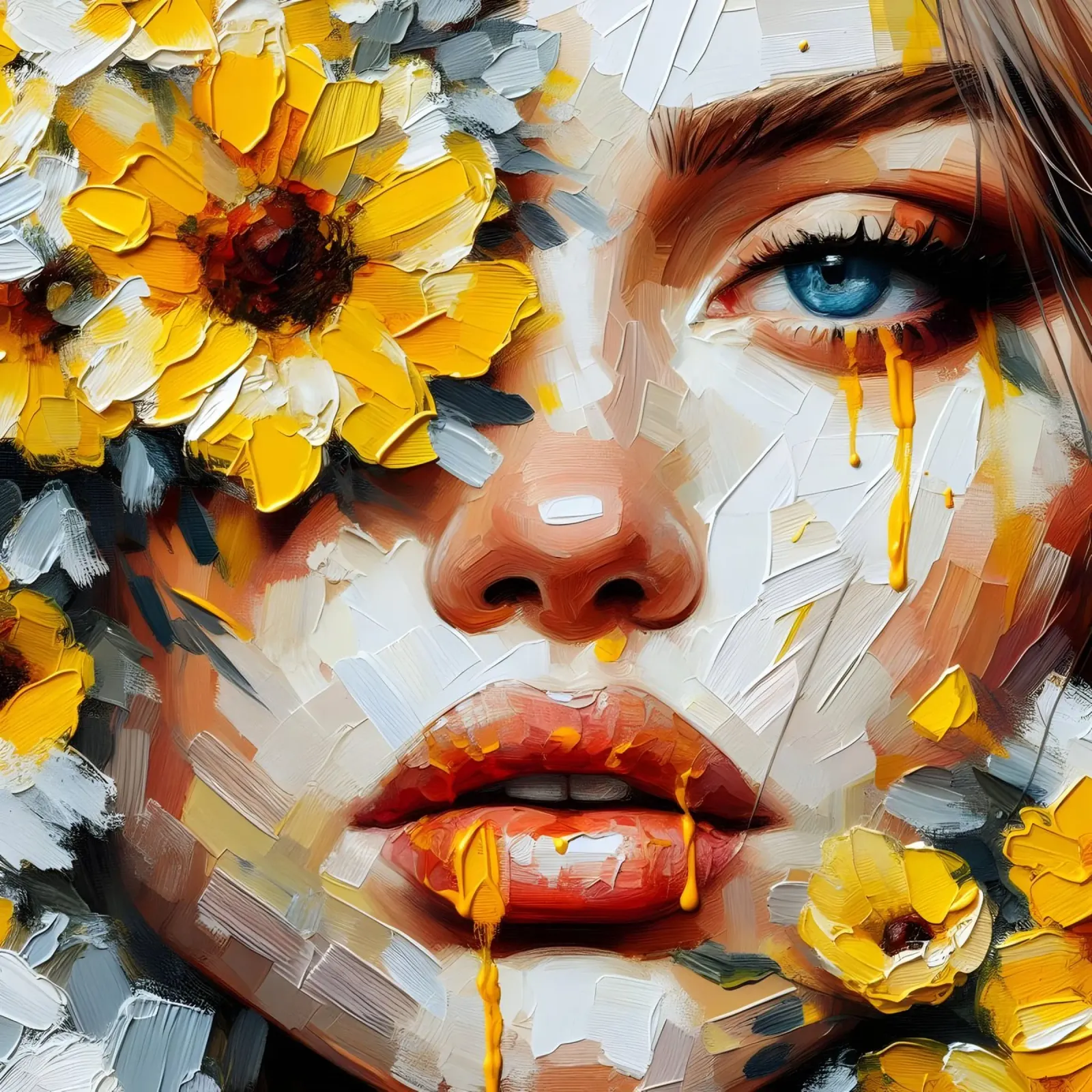 YELLOW FLOWERS PAINTING canvas by ARTOMATIC