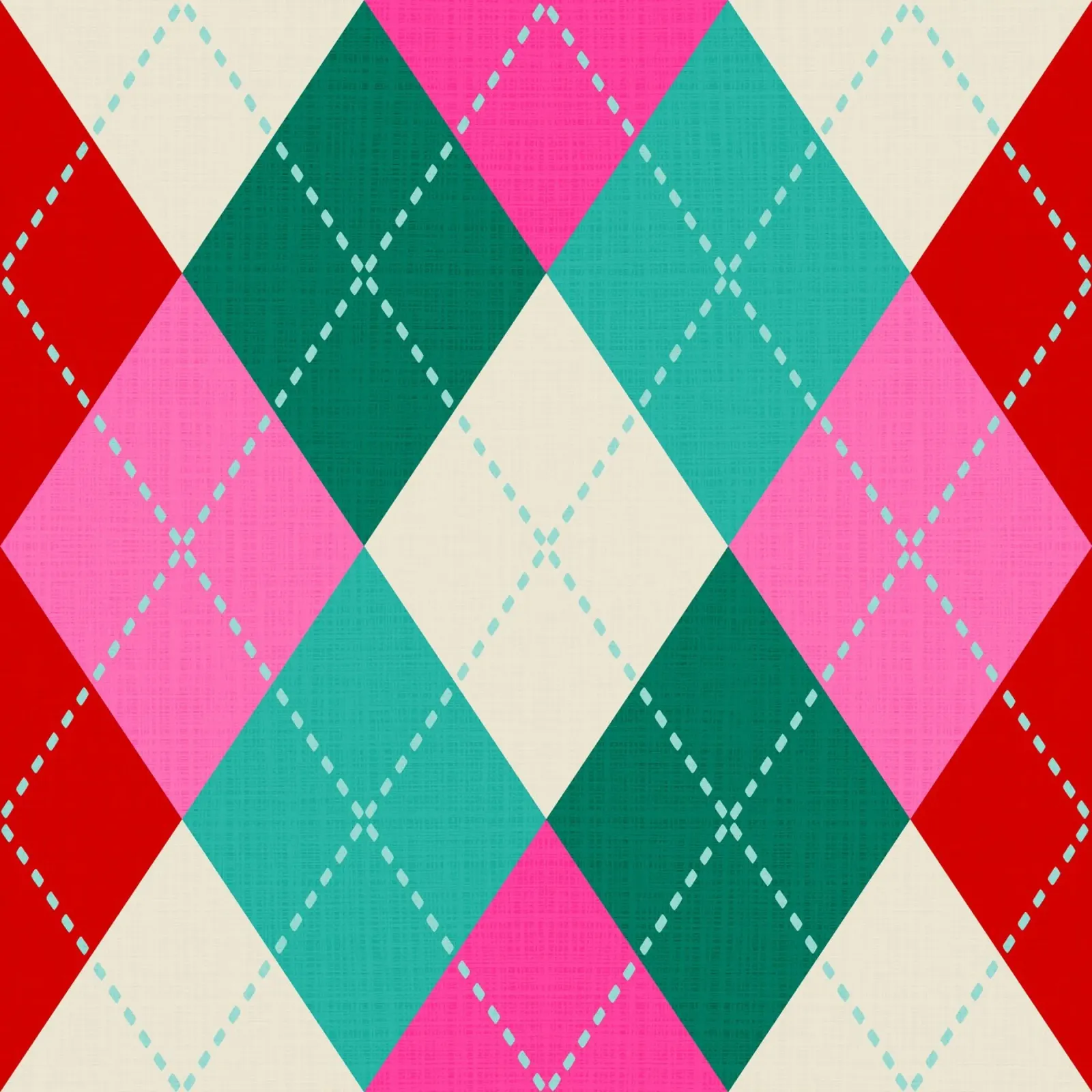 Argyle natalizio retrò lavorato a maglia - rosa verde verde rosso poster con telaio in plastica da Dominique Vari Abstract