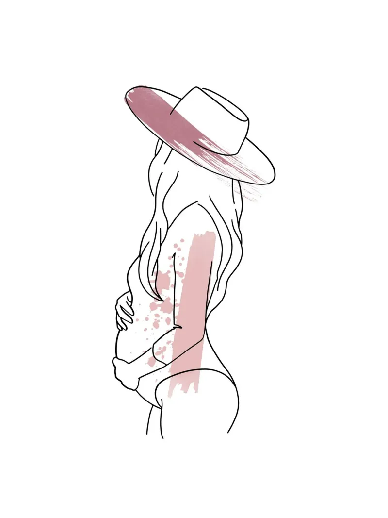 bella donna incinta stile line art poster con telaio in alluminio da ArtDesign by KBK