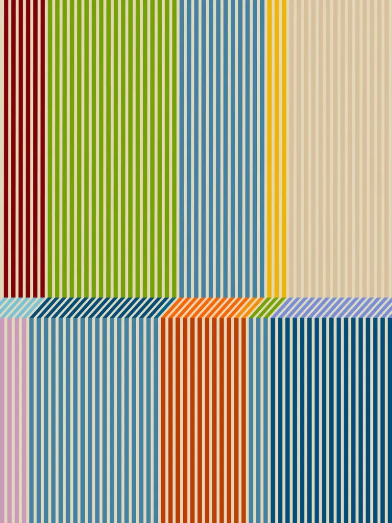 Bauhaus Buntes 3D-Linear-Streifen-Muster 2 Leinwand von Dominique Vari Abstract