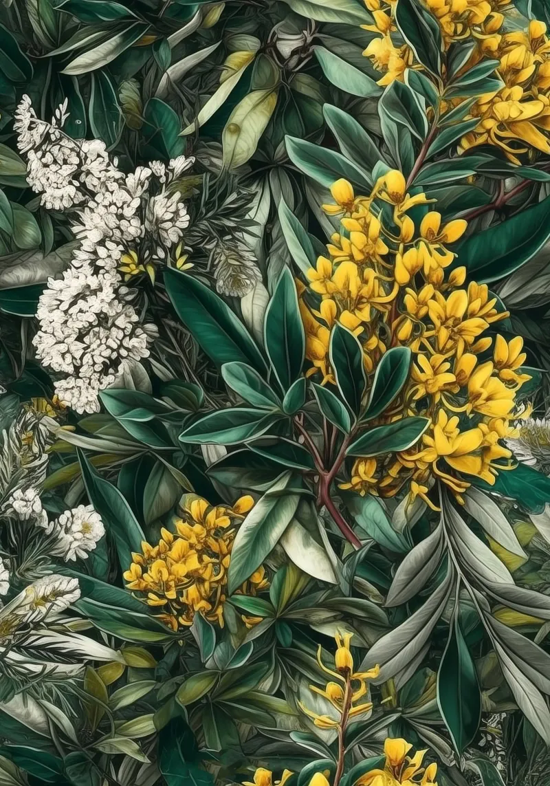 Fiori e foglie botaniche poster da Justyna Jaszke JBJart