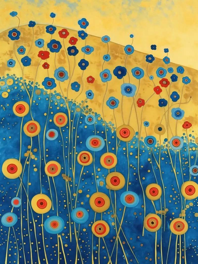Fiori estivi sulla spiaggia dorata | Klimt incontra lo Scandi poster da Autofocus
