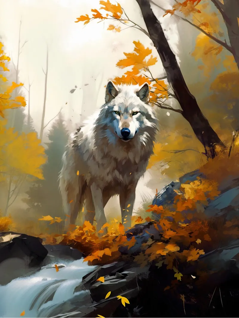 Wolf Forest 3 poster con telaio in legno da Mateo