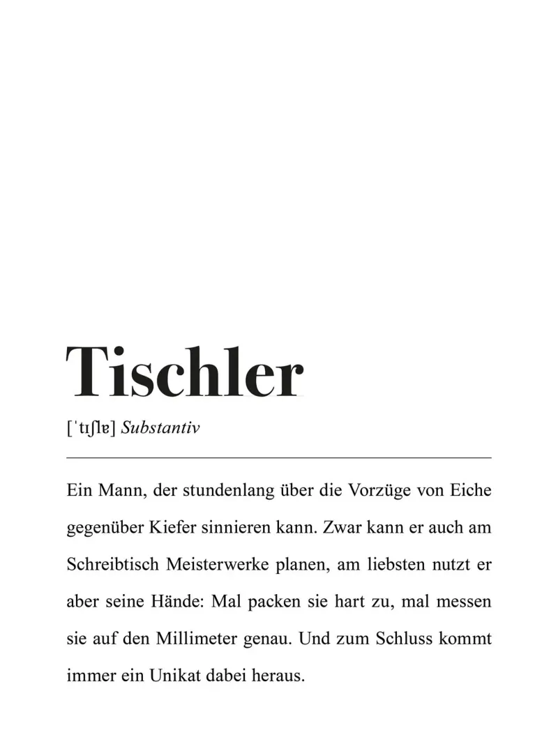Tischler Spruch: Dictionary definition canvas by Pulse of Art