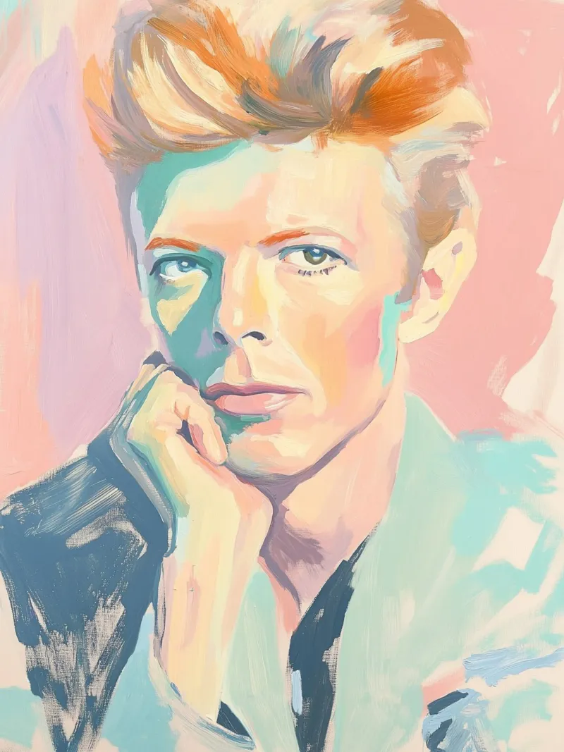 Ritratto a pastello di David Bowie pellicola backlit da Carinaprint
