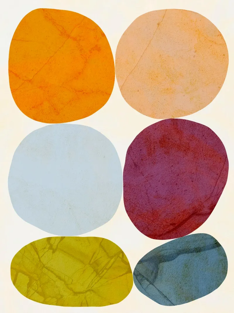 Collezione di ciottoli organici minimali - pastelli tenui e marmorizzati pannello forex da Dominique Vari Abstract