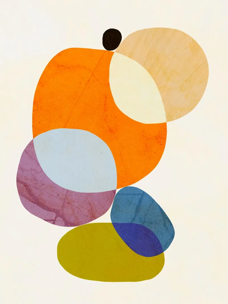 Bilancia minimale in ciottoli organici - Vibranti colori pastello marmorizzati poster con telaio in plastica da Dominique Vari Abstract