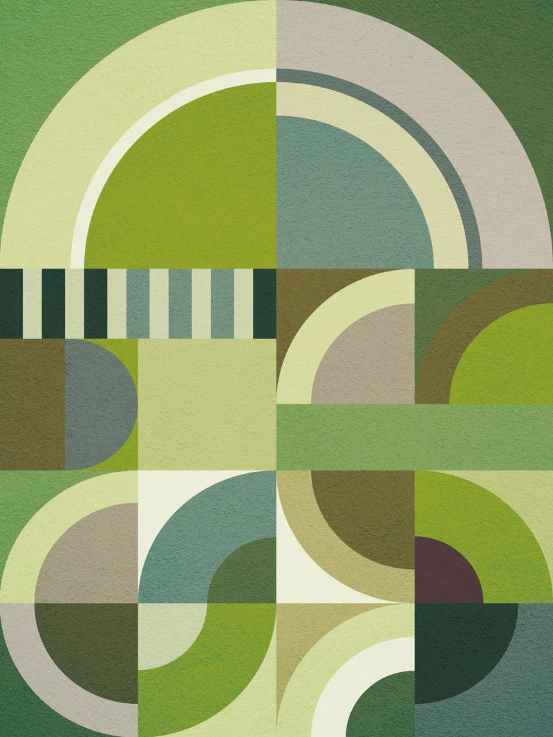 Bauhaus-Geometrie in Grüntönen Poster von Dominique Vari Abstract