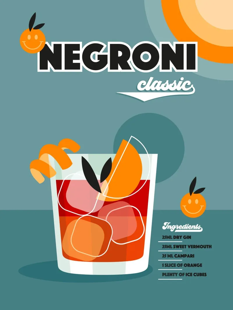 Retro Cocktail Negroni • Red & Blue pellicola backlit da Dominique Vari