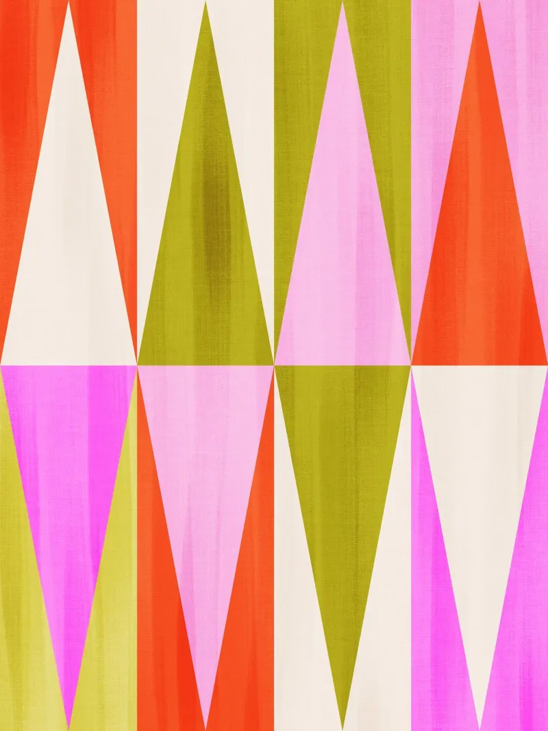 Vibrant Mid-Mod Diamond Pattern - Rose festif Rouge Vert poster de Dominique Vari Abstract
